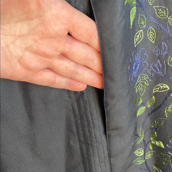 Sigrid Olsen Jacket Long Silk Embroidered Asian Inspired Quiet Luxury Size 12 - Picture 5 of 16